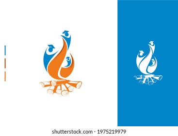fire student school camping education design logo kamp öğrenci okul kurs dershane kitap alev mezuniyet mezun