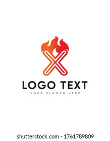Fire style theme initial letter type X logo template, Vector logo for business and company identity 