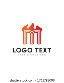 Fire style theme initial letter type M logo template, Vector logo for business and company identity 