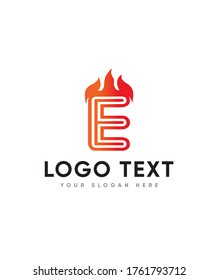 Fire style theme initial letter type E logo template, Vector logo for business and company identity 