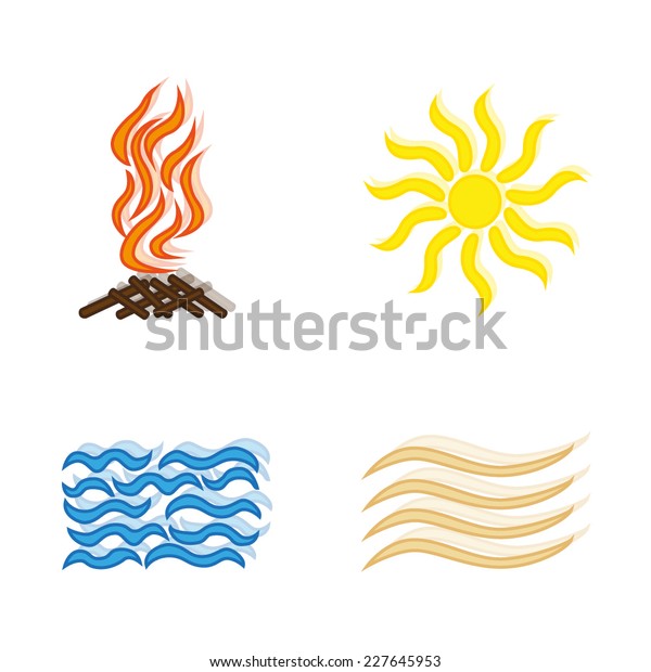Fire Sun Water Air Stock Vector (Royalty Free) 227645953 | Shutterstock