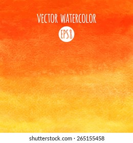 Fire or sunset colors watercolor vector background. Red, orange, yellow gradient fill. Hand drawn texture.