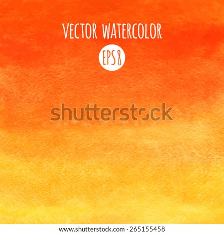 Fire or sunset colors watercolor vector background. Red, orange, yellow gradient fill. Hand drawn texture.