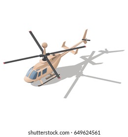 Fire support or reconnaissance helicopter isometric icon vector graphic illustration