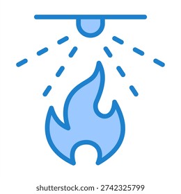 Fire Suppression Icon With Blue Color For Emergency Management