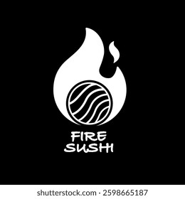 Fire sushi logo vector illustration design simple.