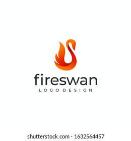 Fire swan logo, Creative fire orange abstract swan logo design