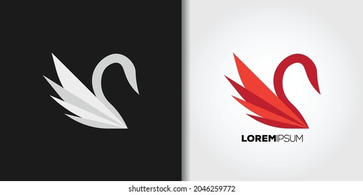 fire swan logo template vector set