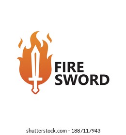 Fire sword logo template design