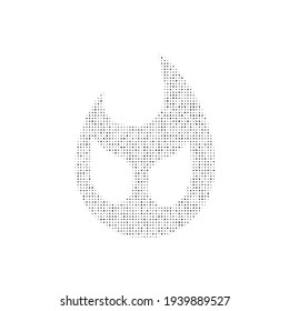 The fire symbol filled with black dots. Pointillism style. Vector illustration on white background