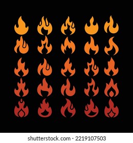 Fire symbol of Flame icon clipart collection set