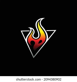 Fire symbol or flame icon design isolated on black background