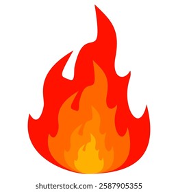 Fire symbol in flat style,flaming flat design fire emoji vector. isolated fire illustration.