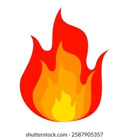 Fire symbol in flat style,flaming flat design fire emoji vector. isolated fire illustration.