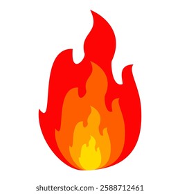 Fire symbol in flat style,flaming flat design fire emoji vector. isolated fire illustration