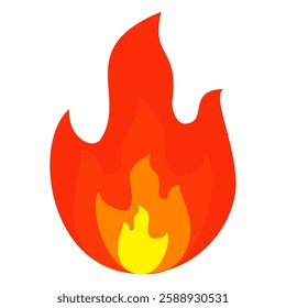 Fire symbol in flat style,flaming flat design fire emoji vector. isolated fire illustration