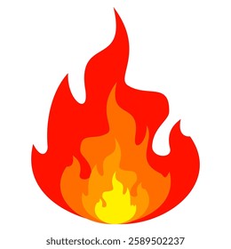 Fire symbol in flat style,flaming flat design fire emoji vector. isolated fire illustration