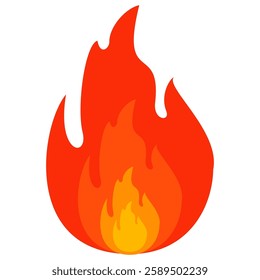 Fire symbol in flat style,flaming flat design fire emoji vector. isolated fire illustration