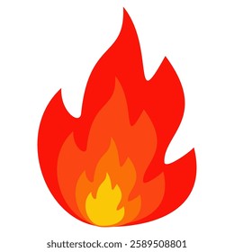 Fire symbol in flat style,flaming flat design fire emoji vector. isolated fire illustration