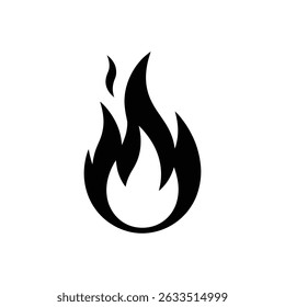 Fire symbol isolated on transparent background. Burning flame sign icon with stylized design. Vector illustration of campfire concept.