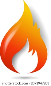 Fire Symbol Isolated White Background With Gradient Background, Vector Illustration