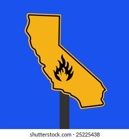 Fire Symbol On California Map Sign Illustration