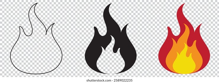  Fire symbol set  Fireball sign. Energy illustration isolated. 1176