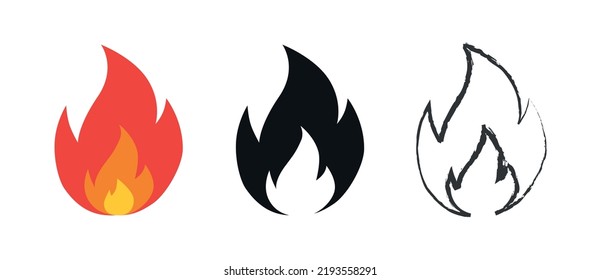 Fire symbols flame vector icons