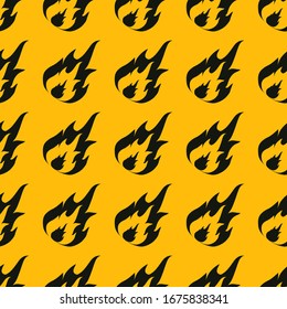 Fire symbols seamless pattern. Vector illustration. Spurts of flame. yellow  fire symbol. Vector fire seamless background for web pages, wallpaper, packaging