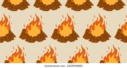 Fire symbols seamless pattern vector illustration spurts of flame red orange background for web pages wallpaper packaging.