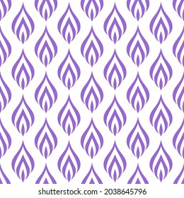 Feuersymbole nahtloses violettes Muster. Vektorgrafik. Flammenanstriche. Vektorfeuer, nahtloser Hintergrund für Webseiten, Bildschirmhintergrund, Verpackung.