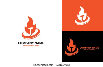 Fire T letter logo design template. Illustration vector graphic. Design concept fire with Initial T Letter Logo Design. Perfect for corporate, technology, initial , community and more technology brand