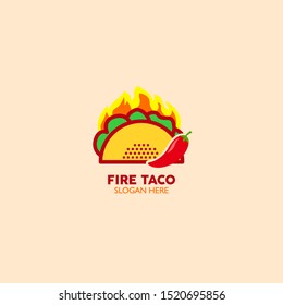 fire taco logo concept. symbol and icon of taco and chilli