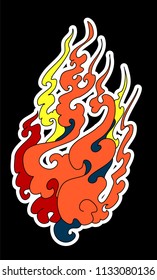 Fire tattoo for printing.Sticker fire background.
