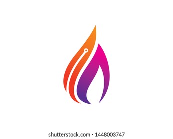 Fire Tech Logo Template Design Vector, Emblem, Design Concept, Creative Symbol, Icon