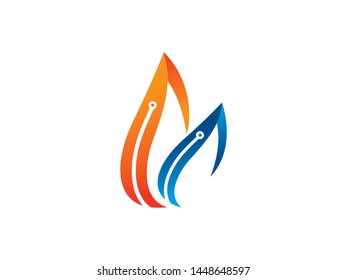 Fire Tech Logo Template Design Vector, Emblem, Design Concept, Creative Symbol, Icon