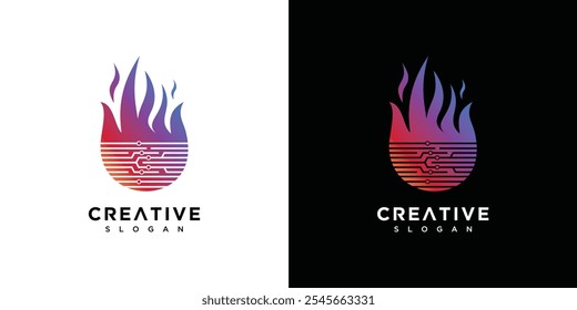 Ilustração do design do logotipo da tecnologia Fire. Vetor de modelo de logotipo da Fire Technology	