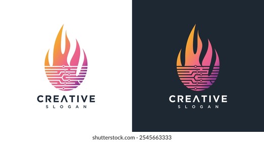 Fire technology logo design illustration. Fire Technology logo template vector	