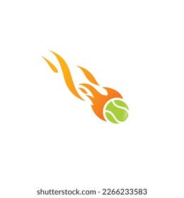 Fire Tennis Ball Vector Illustration. Tennis Ball Club