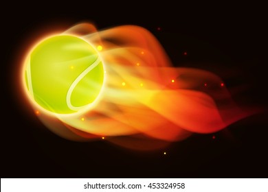 Fire tennis, vector art and illustration.