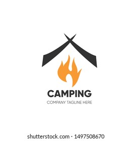 fire tent logo design,camping logo vector