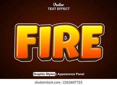 fire text effect with graphic style and editable