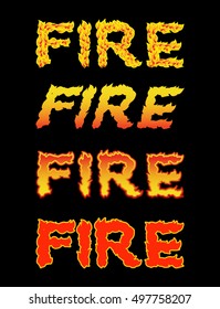 Fire text. Flame typography. Burning letters. fiery lettering