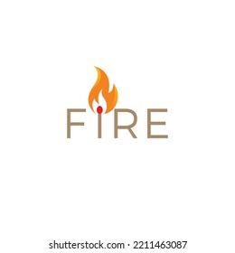 Fire Text Logo Vector, match icon, flame logo design