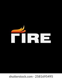 Fire text with fire shape on the letter F