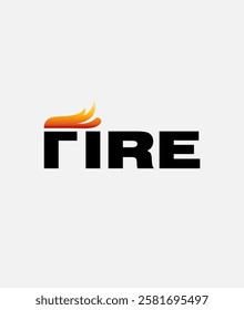 Fire text with fire shape on the letter F