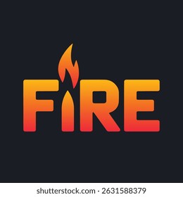 Fire text vector illustration logo design icon	