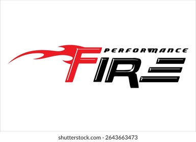 FIRE text vector and simple fire illustration, speed product logo design.