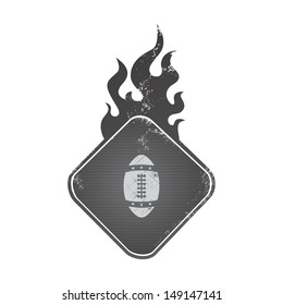 fire theme label american football black