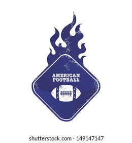 fire theme label american football blue